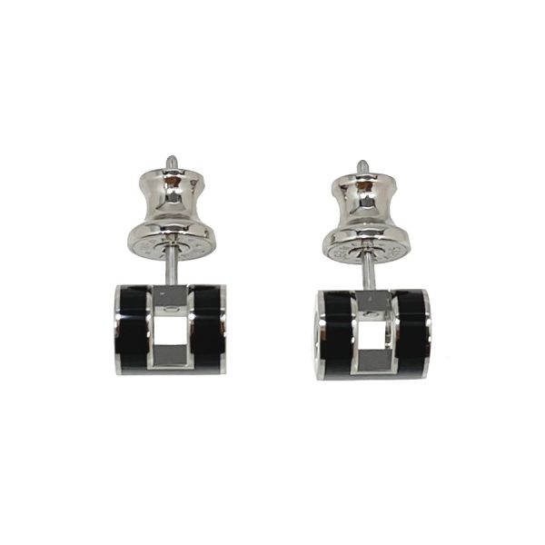 608002fp03 04 Hermes Pop H Ash Mini Earrings Silver Black