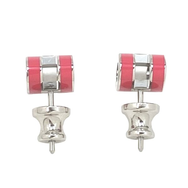 608002fp65 04 Hermes Pop Ash Mini H Earrings Pink Rose Tropique Silver