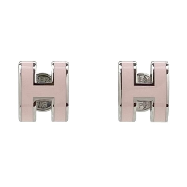 608002fp85 01 Hermes Pop Ash Mini Earrings Rose Dragee Silver