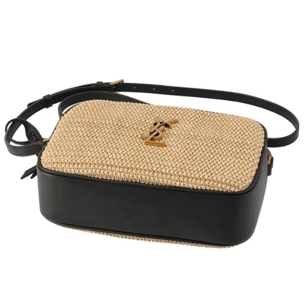 6125429obew7070 3 Saint Laurent Paris Raffia Shoulder Beige Black