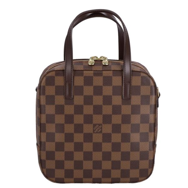 63569 1 Louis Vuitton Spontini Damier Ebene Leather Handbag Brown