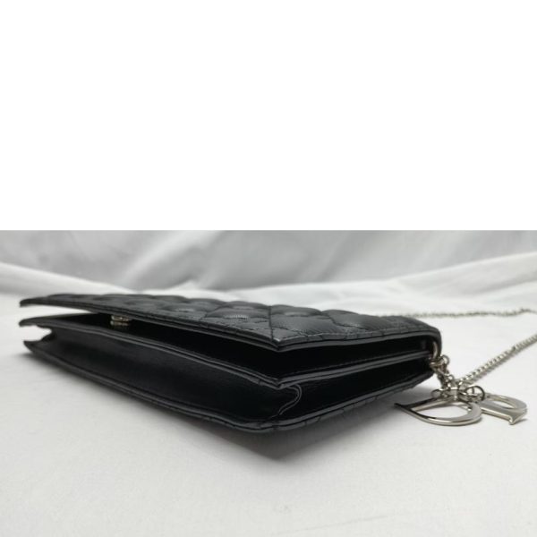 63924 3 Dior Cannage Chain Pouch 52 Leather Pouch Black