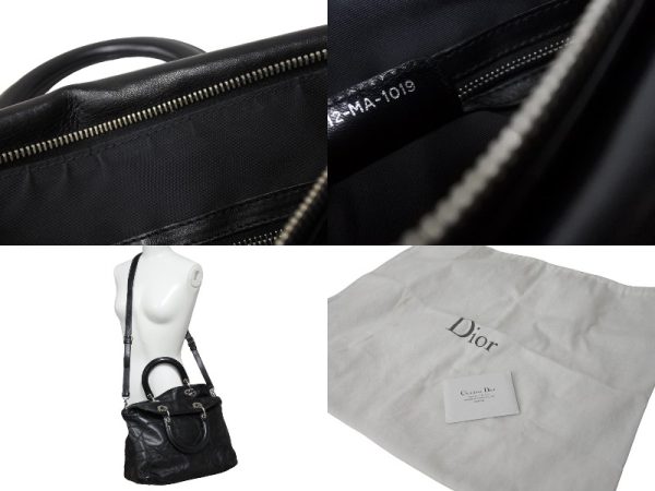 65038 d10 Christian Dior Granville 2WAY Tote Handbag Black