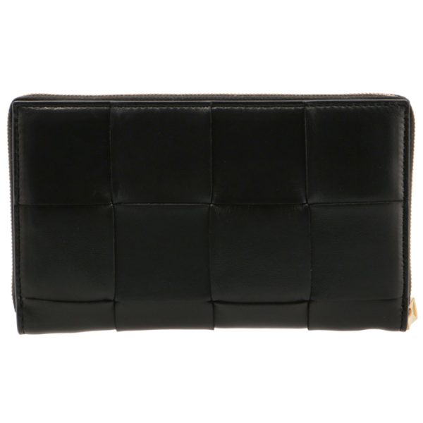 651368vcqc1 2 Bottega Veneta Cassette Long Wallet Round Zip Intrecciato Black