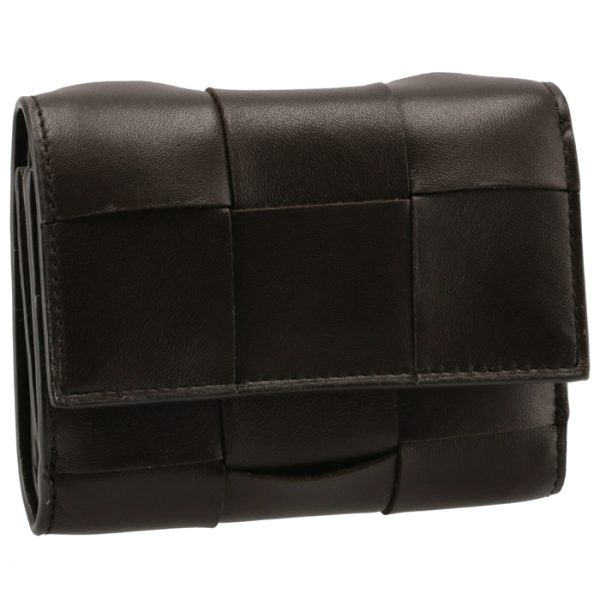 651372vcqc12132 Bottega Veneta Wallet Trifold Intrecciato Womens Dark Brown