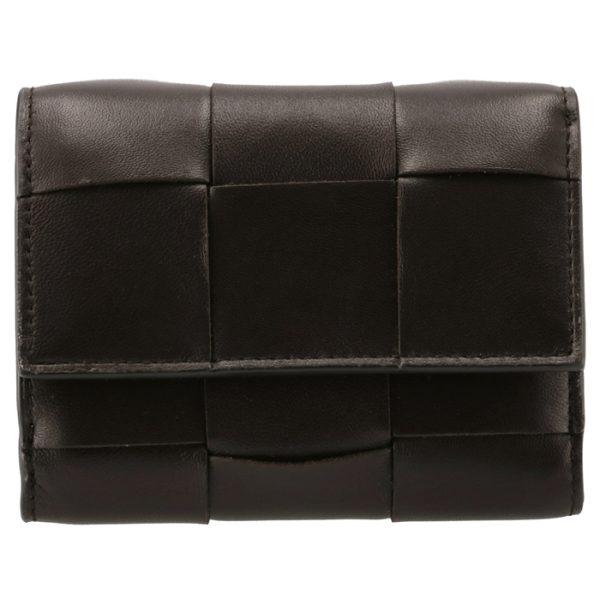 651372vcqc12132 1 Bottega Veneta Wallet Trifold Intrecciato Womens Dark Brown