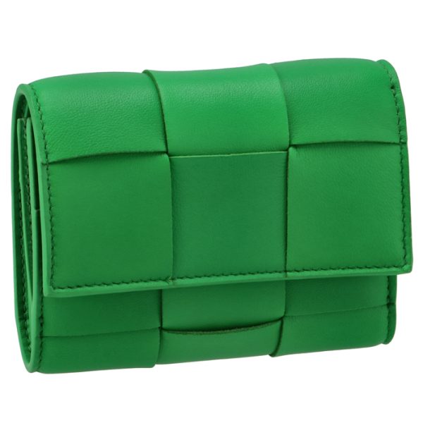 651372vcqc13722 Bottega Veneta Wallet Trifold Cassette Intrecciato Womens Parakeet Green