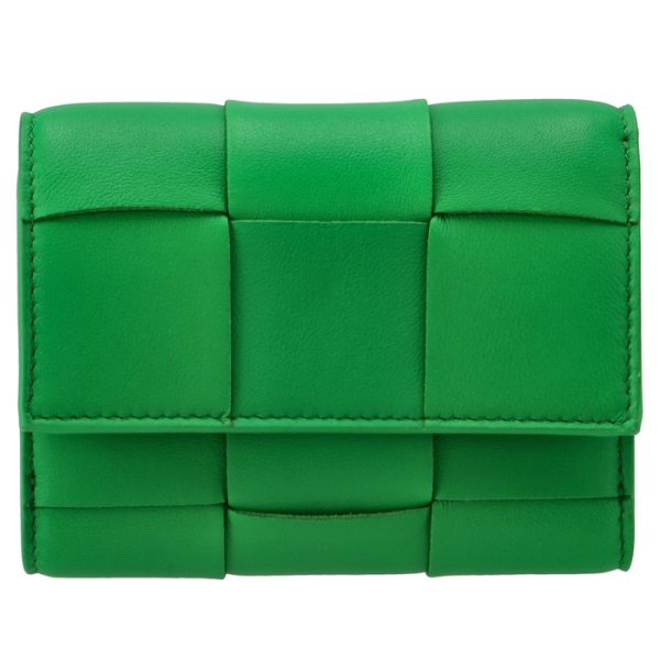 651372vcqc13722 1 Bottega Veneta Wallet Trifold Cassette Intrecciato Womens Parakeet Green