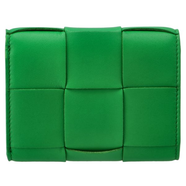 651372vcqc13722 2 Bottega Veneta Wallet Trifold Cassette Intrecciato Womens Parakeet Green