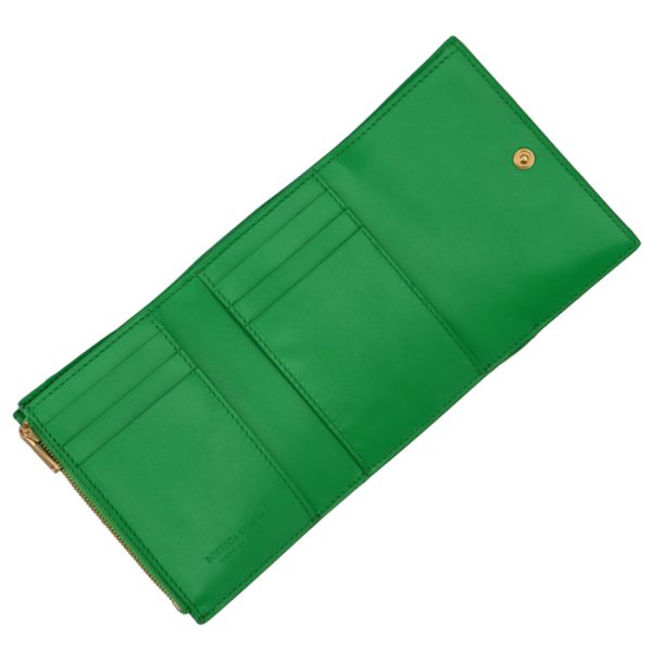 651372vcqc13722 4 Bottega Veneta Wallet Trifold Cassette Intrecciato Womens Parakeet Green