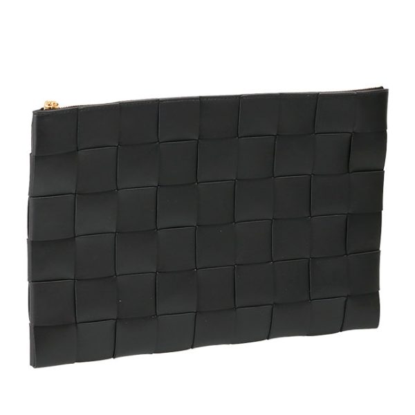 651409 vcqc1 8425 Bottega Veneta Pouch Intrecciato Clutch Bag Black