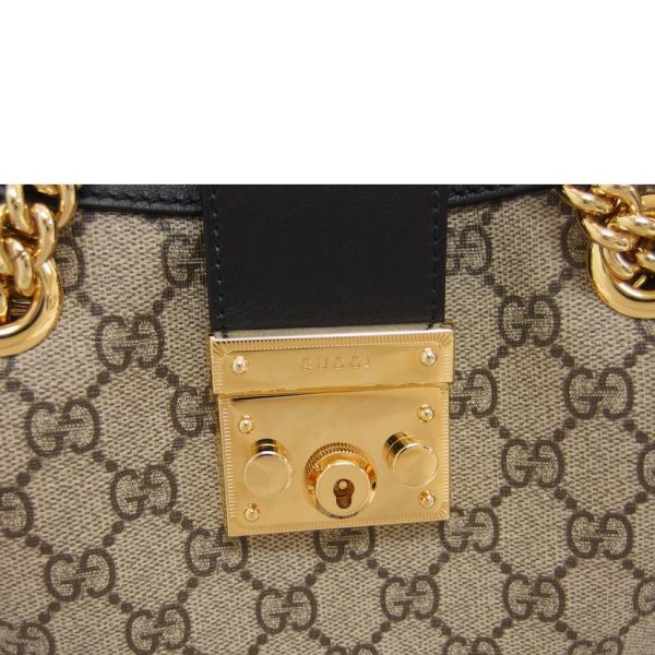 65368 7 Gucci Padlock GG Small Shoulder Bag Beige Black