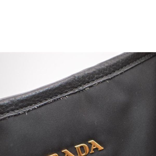 65498 10 Prada Tessuto Vitello Daino Medium Nylon Leather Handbag