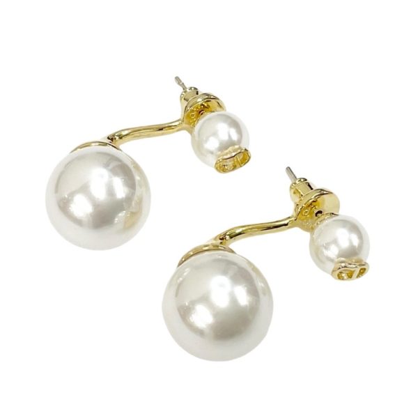 6609 0 Christian Dior CD Logo Pearl Earrings Gold