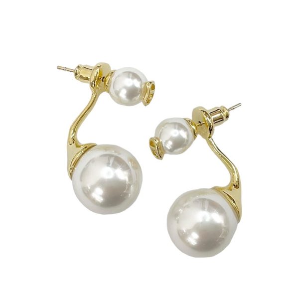 6609 1 Christian Dior CD Logo Pearl Earrings Gold