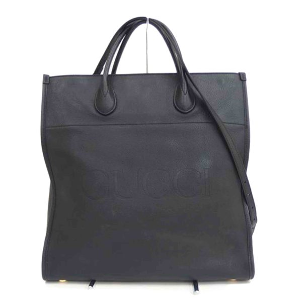 66211 1 Gucci Medium Leather Tote Bag Black