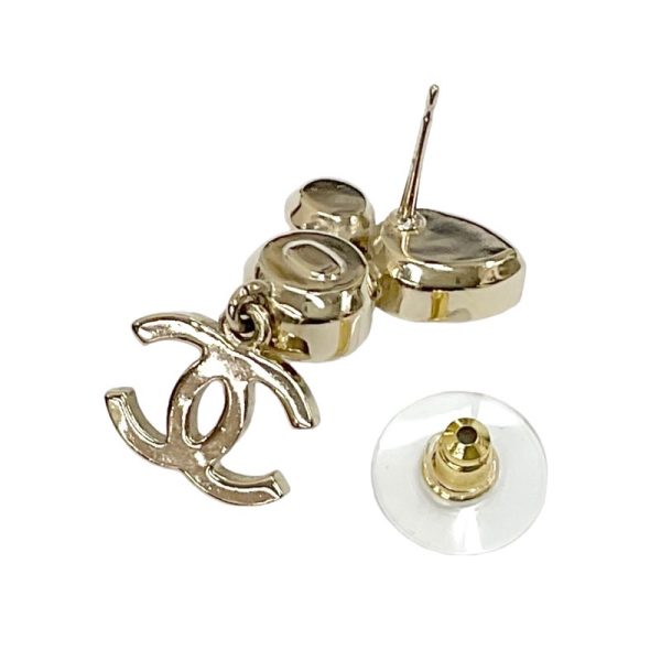 6621 4 Chanel Bijou Coco Mark Pearl Earrings Gold