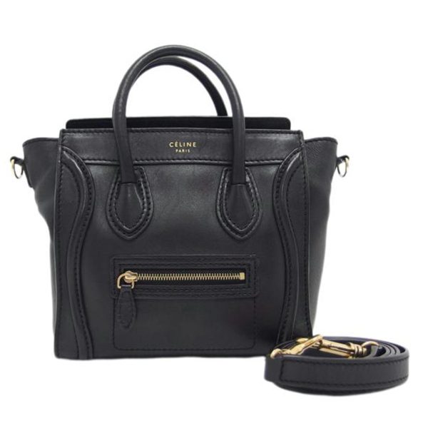 66624 1 Celine Luggage Nano Shopper Tote Bag Black