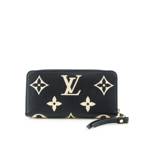 66806 3 Louis Vuitton Zippy Wallet Bicolor Black Beige