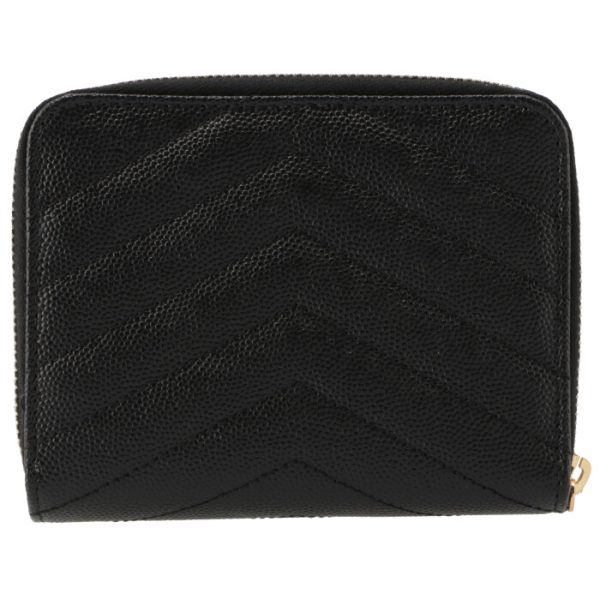 668288bow011000 2 Saint Laurent Monogram Bifold Zip Around Wallet Black