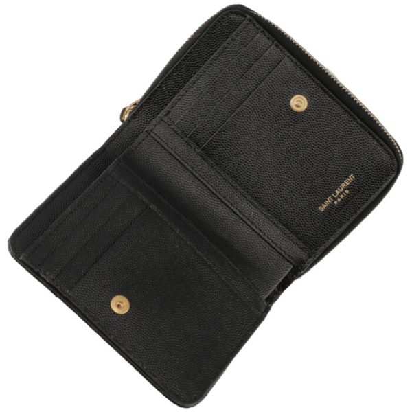 668288bow011000 4 Saint Laurent Monogram Bifold Zip Around Wallet Black