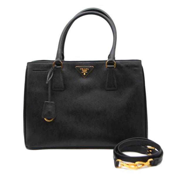 67317 1 Prada Galleria Sapphire Norx Leather Handbag Black