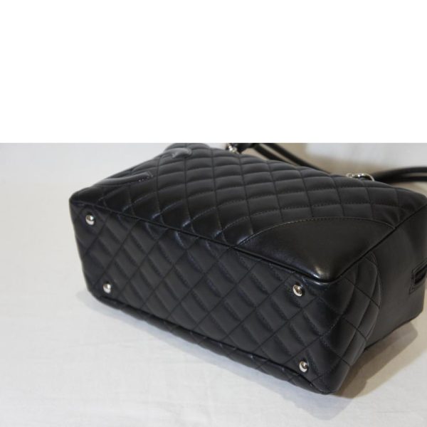 68051 3 Chanel Cambon Line Matelasse Shoulder Bag Black