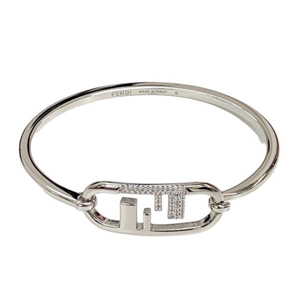 6903 0 Fendi Orlock Cuff Rhinestone Bangle Silver