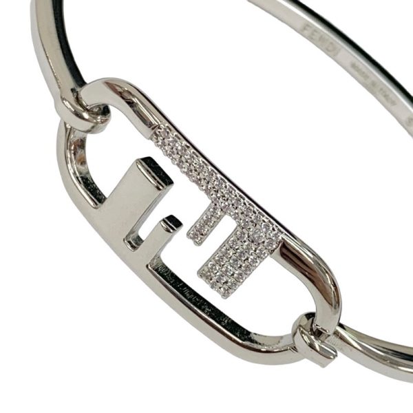 6903 2 Fendi Orlock Cuff Rhinestone Bangle Silver