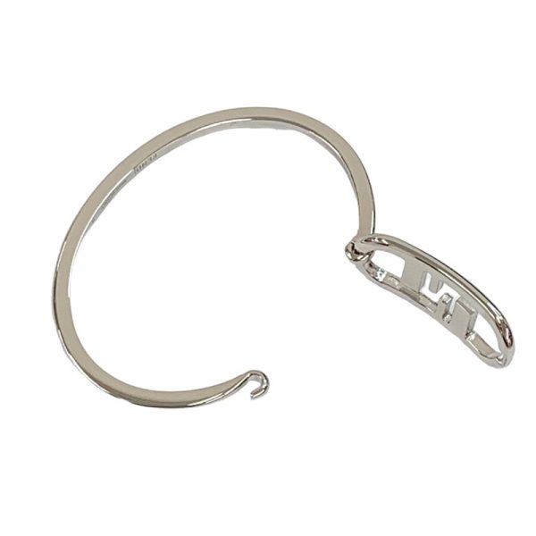 6903 5 Fendi Orlock Cuff Rhinestone Bangle Silver