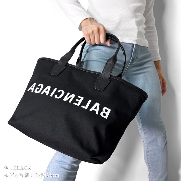 692068 2 3m Balenciaga Mirror Logo Tote Bag Leather Black