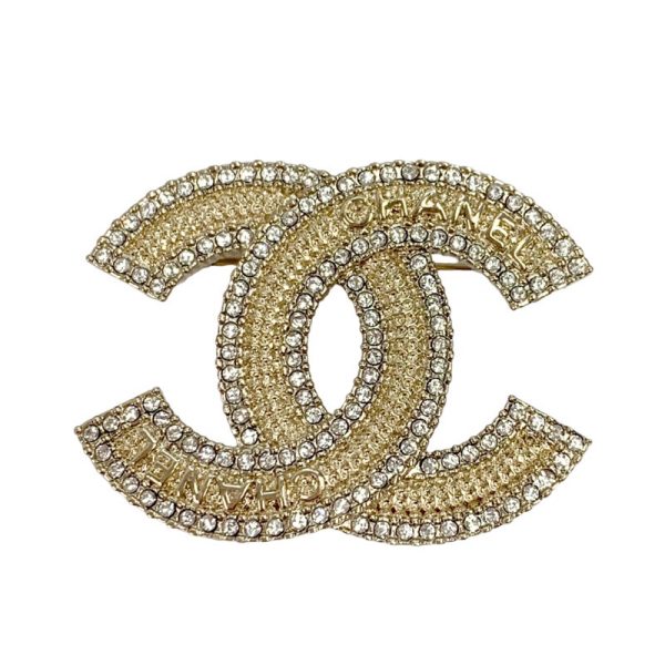 6941 0 Chanel Corsage Coco Mark Logo Rhinestone Brooch Gold