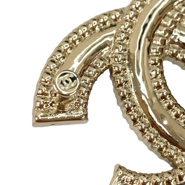 6941 7 Chanel Corsage Coco Mark Logo Rhinestone Brooch Gold