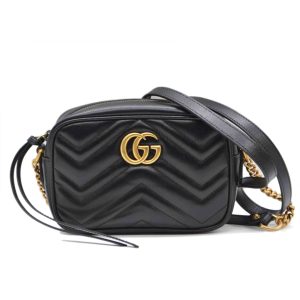 69933 1 Gucci GG Marmont Small Shoulder Bag Leather Black