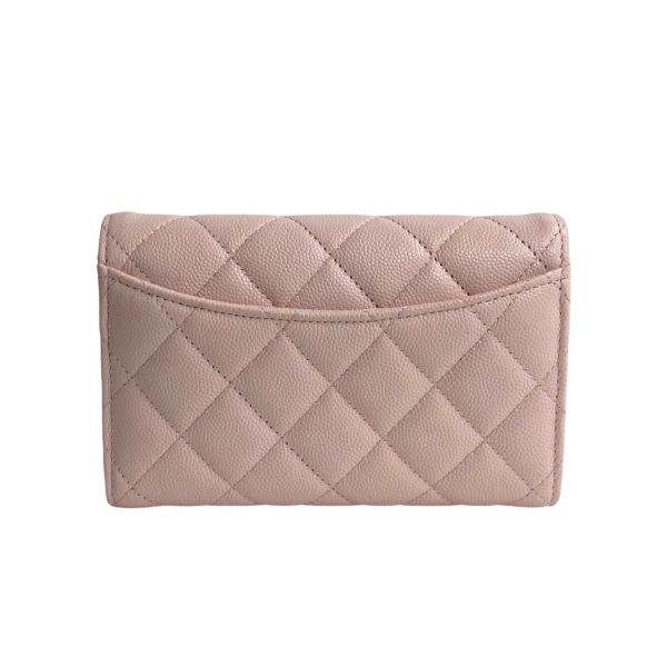 6sba a2889178 4 Chanel Matelasse Caviar Skin Bifold Wallet Pink