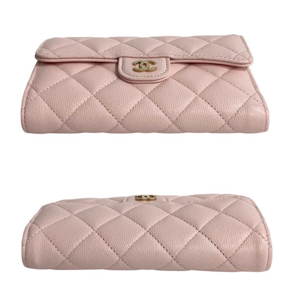 6sba a2889178 6 Chanel Matelasse Caviar Skin Bifold Wallet Pink