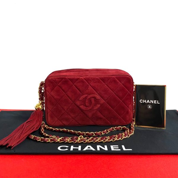 6sba wz351713 1 Chanel Matelasse Suede Tassel Chain Shoulder Bag Red