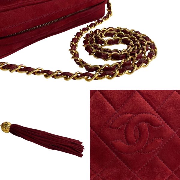 6sba wz351713 5 Chanel Matelasse Suede Tassel Chain Shoulder Bag Red