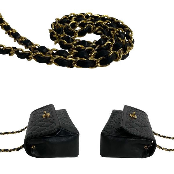 6sba wz353396 6 Chanel Matelasse Lambskin Chain Shoulder Bag Black