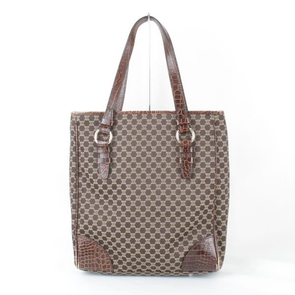 7004231006778t 2 Celine Handbag Macadam Pattern Canvas Brown