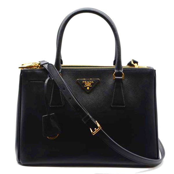 70533 1 Prada Galleria Sapphire Norx Leather Handbag Black