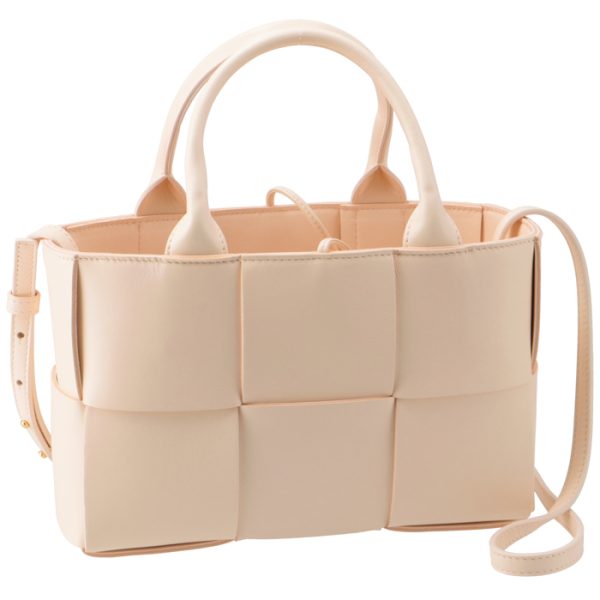 709337vcqc27671 Bottega Veneta Mini Arco Tote Bag Maxi Intrecciato Creme