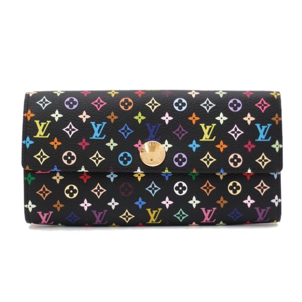 71115 1 Louis Vuitton Portefeuil Sarah Multicolor Wallet Black