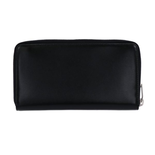 71130 2 Saint Laurent Logo Leather Wallet Black