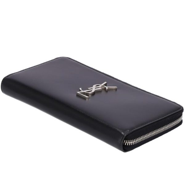 71130 3 Saint Laurent Logo Leather Wallet Black