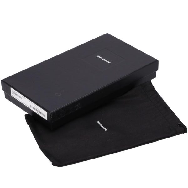 71130 6 Saint Laurent Logo Leather Wallet Black