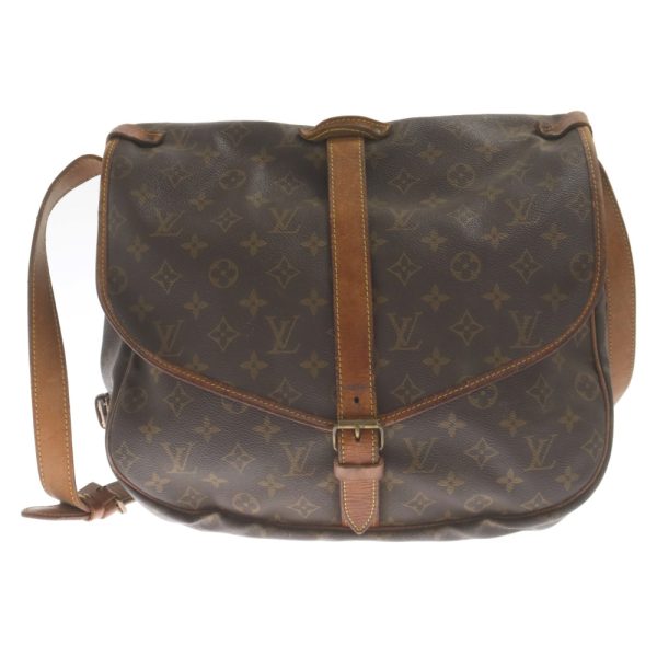 7124e030027 1 Louis Vuitton Saumur Shoulder Bag Canvas Brown