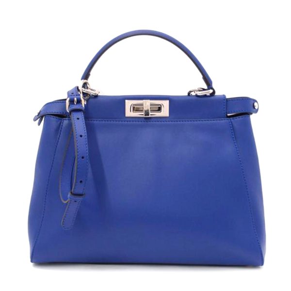 72225 1 Fendi 2WAY Shoulder Turn Lock Leather Peekaboo Monster Blue