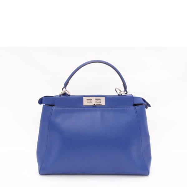 72225 2 Fendi 2WAY Shoulder Turn Lock Leather Peekaboo Monster Blue