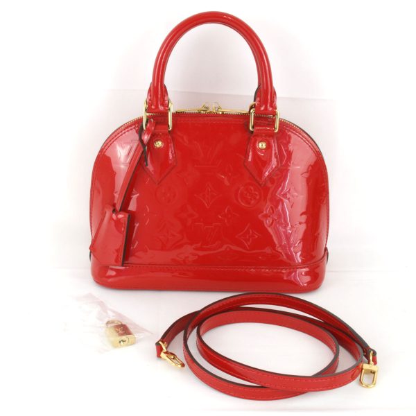 7275230605144t 1 Louis Vuitton Alma BB Handbag Monogram Vernis Red